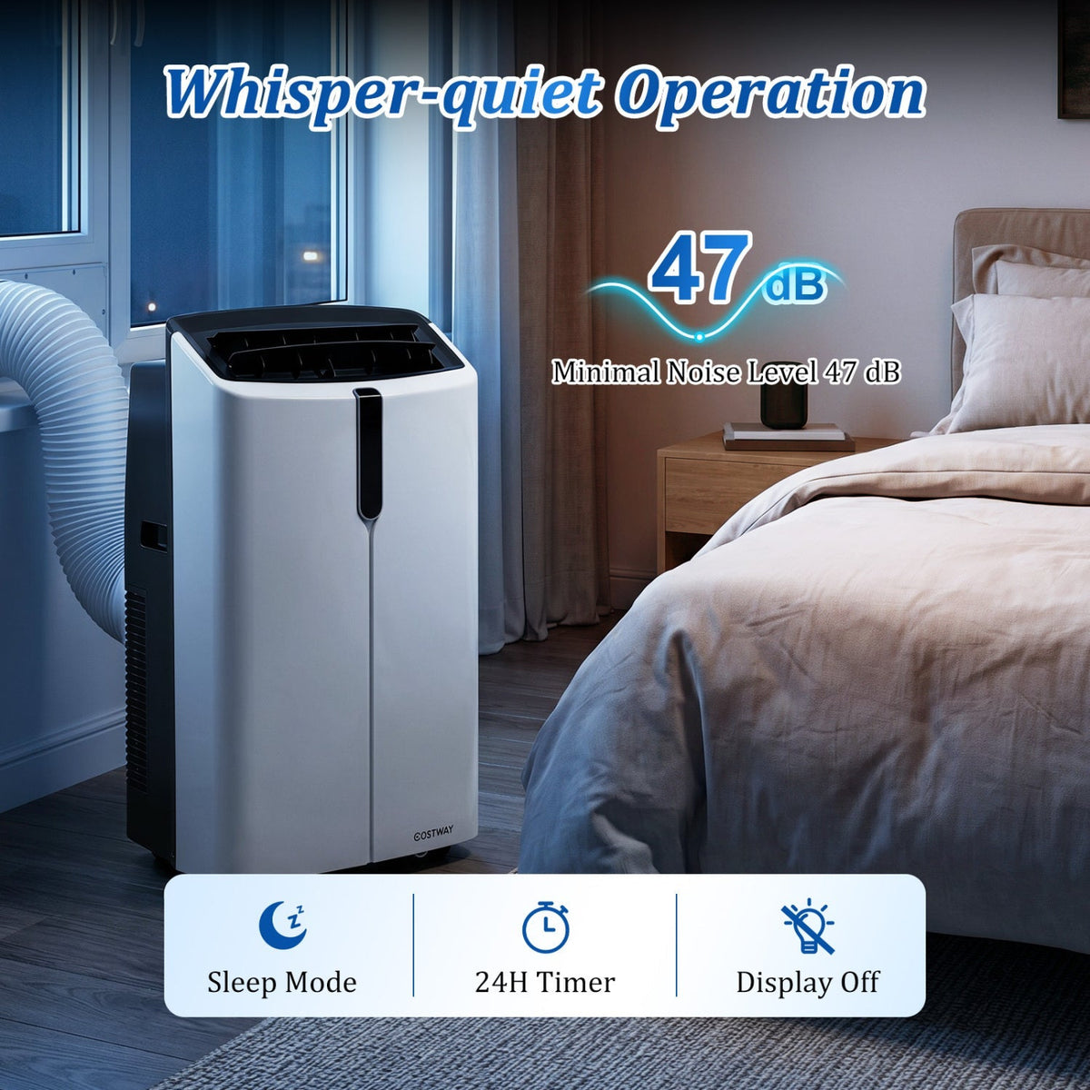 14000 BTU Smart Portable AC with APP Voice Control 47 dB for Rooms 750 Sq.Ft