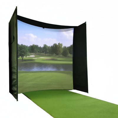 Golf Simulator Enclosure Kit Designed for Indoor Practice, 9.8x9.8x4.9 Frame, Velcro Impact Screen, 4K Quality