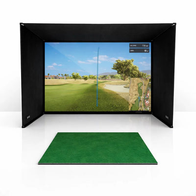 Golf Simulator Enclosure Built for Realistic Indoor Practice, Premium Impact Screen, Side Barriers, 7 Sizes