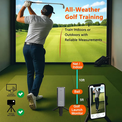 Golf Launch Monitor & Portable Swing Analyzer with 13 Metrics