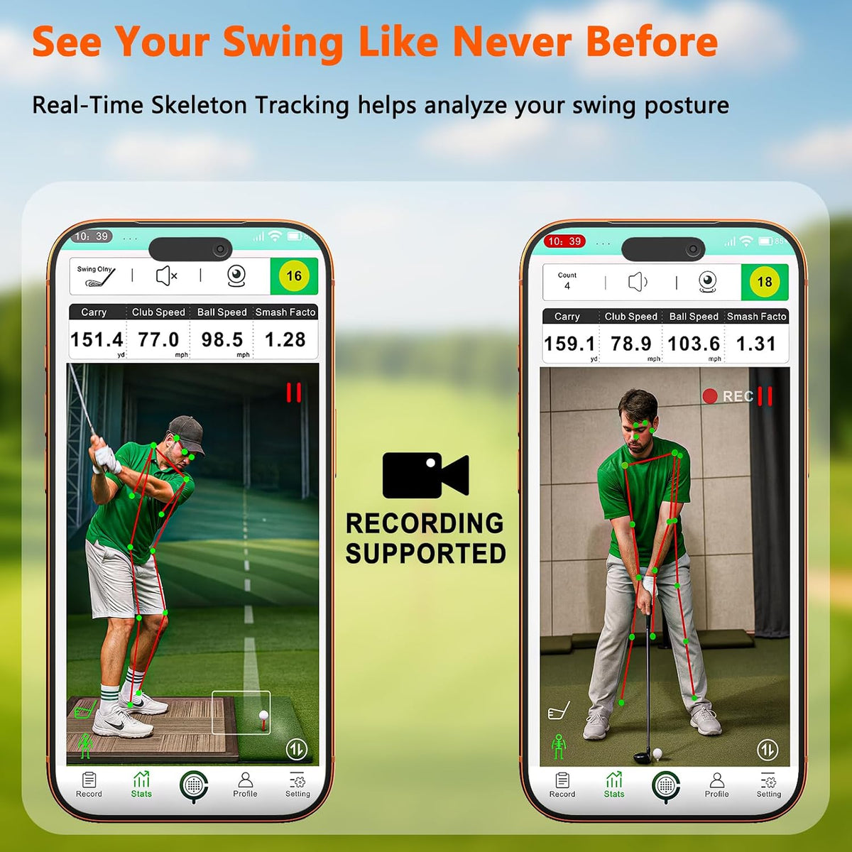 Golf Launch Monitor & Portable Swing Analyzer with 13 Metrics