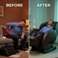 Jin Espresso Synthetic Leather SL Track Massage Chair — Before & After