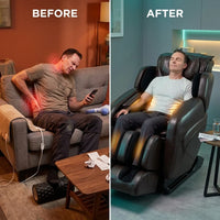 Massage Chair Built for Full-Body Recovery, SL Track System, Zero Gravity, Triple Heat Zones, 9 Programs — Before & After